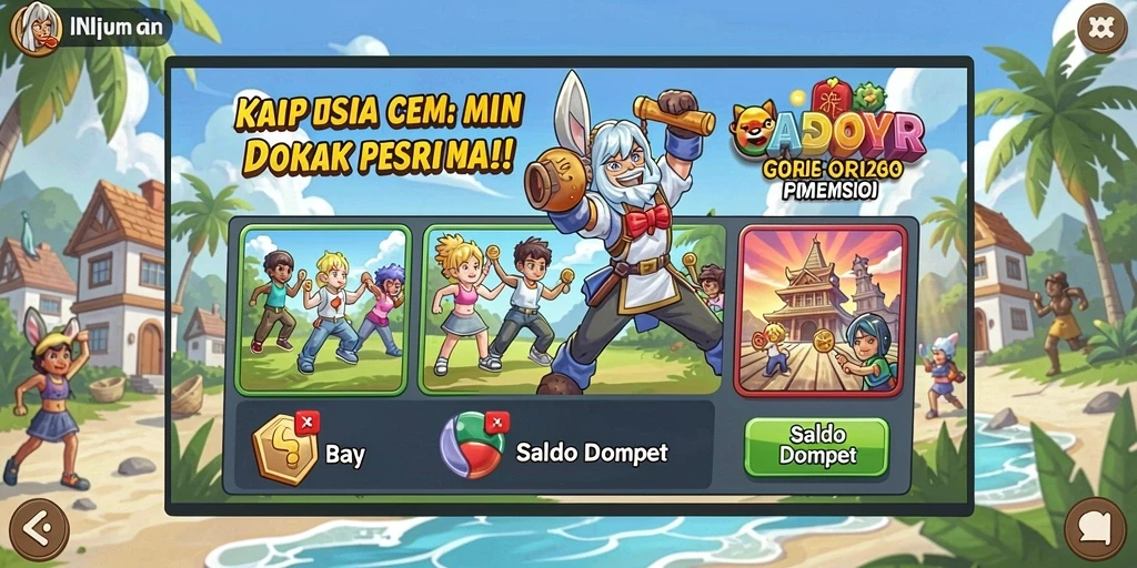 Tampilan awal game yang menarik dengan karakter utama.